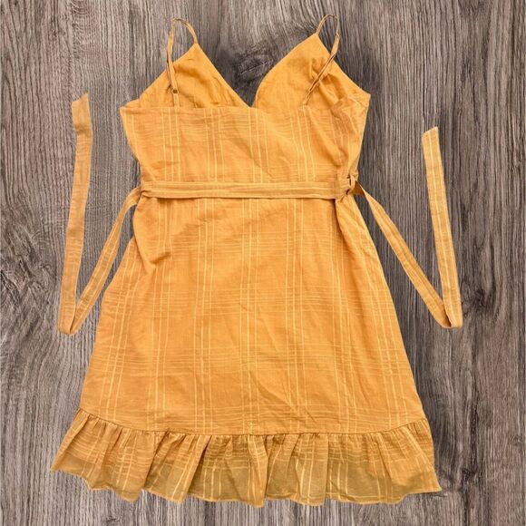 ASOS Mustard Yellow Wrap Dress with Ruffle Hem Size 14 - Picture 3 of 9